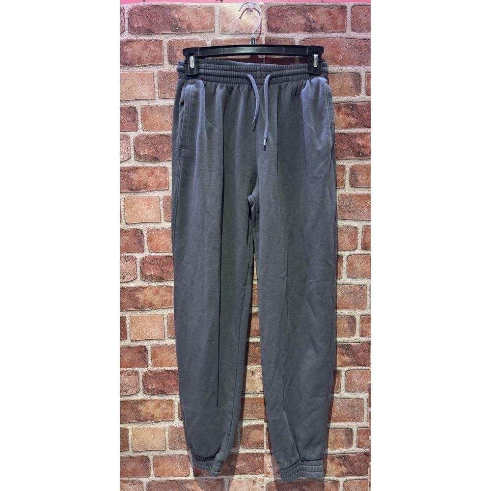 Divided Drawstring Sweatpants Women's XS‎ Solid Gray Cuffed Elastic Waist Gym